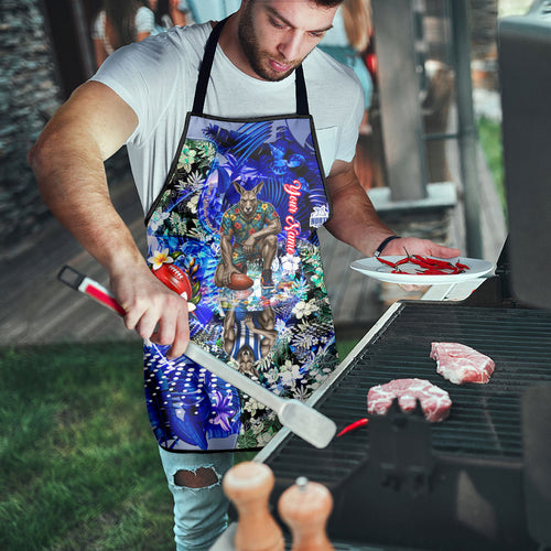 Personalized North Melbourne Football Kangaroos Apron Tropical Hibiscus Flowers - Pacific Fusion Style