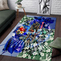 Personalized North Melbourne Football Kangaroos Area Rug Tropical Hibiscus Flowers - Pacific Fusion Style