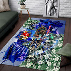 Personalized North Melbourne Football Kangaroos Area Rug Tropical Hibiscus Flowers - Pacific Fusion Style