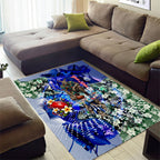 Personalized North Melbourne Football Kangaroos Area Rug Tropical Hibiscus Flowers - Pacific Fusion Style