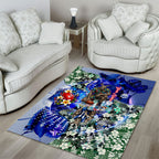 Personalized North Melbourne Football Kangaroos Area Rug Tropical Hibiscus Flowers - Pacific Fusion Style