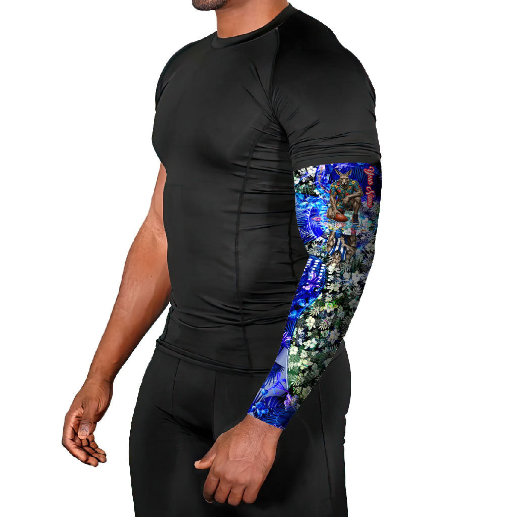 Personalized North Melbourne Football Kangaroos Arm Sleeves Tropical Hibiscus Flowers - Pacific Fusion Style