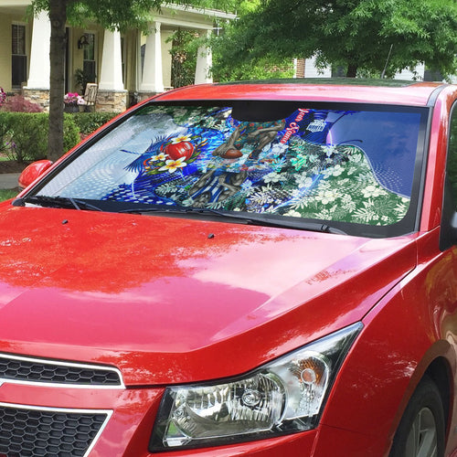 Personalized North Melbourne Football Kangaroos Auto Sun Shade Tropical Hibiscus Flowers - Pacific Fusion Style