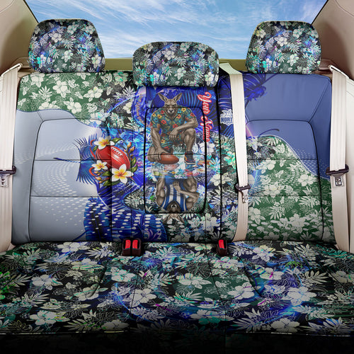 Personalized North Melbourne Football Kangaroos Back Car Seat Cover Tropical Hibiscus Flowers - Pacific Fusion Style