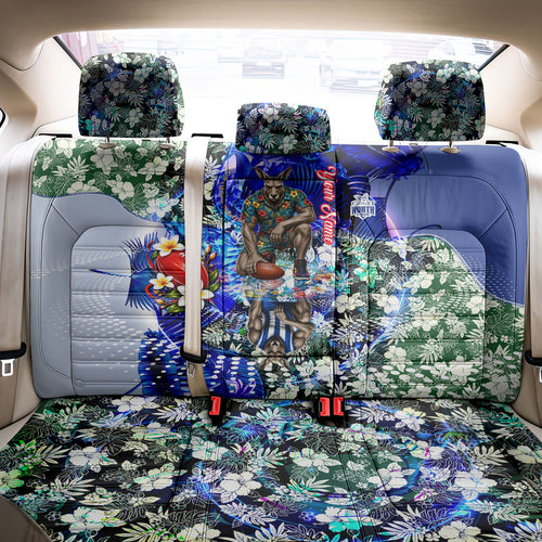 Personalized North Melbourne Football Kangaroos Back Car Seat Cover Tropical Hibiscus Flowers - Pacific Fusion Style