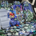 Personalized North Melbourne Football Kangaroos Back Car Seat Cover Tropical Hibiscus Flowers - Pacific Fusion Style