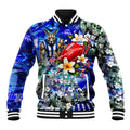 Personalized North Melbourne Football Kangaroos Baseball Jacket Tropical Hibiscus Flowers - Pacific Fusion Style