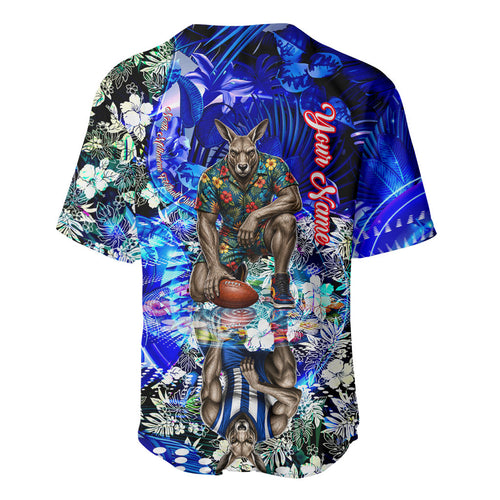 Personalized North Melbourne Football Kangaroos Baseball Jersey Tropical Hibiscus Flowers - Pacific Fusion Style