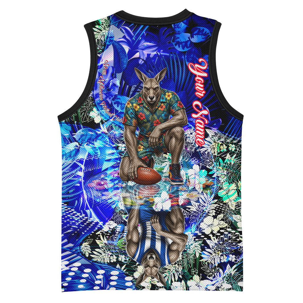 Personalized North Melbourne Football Kangaroos Basketball Jersey Tropical Hibiscus Flowers - Pacific Fusion Style