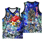 Personalized North Melbourne Football Kangaroos Basketball Jersey Tropical Hibiscus Flowers - Pacific Fusion Style