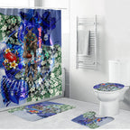 Personalized North Melbourne Football Kangaroos Bathroom Set Tropical Hibiscus Flowers - Pacific Fusion Style