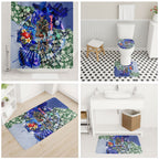 Personalized North Melbourne Football Kangaroos Bathroom Set Tropical Hibiscus Flowers - Pacific Fusion Style