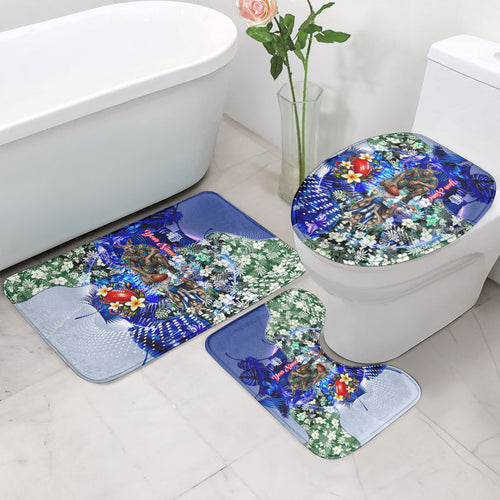 Personalized North Melbourne Football Kangaroos Bathroom Set Tropical Hibiscus Flowers - Pacific Fusion Style
