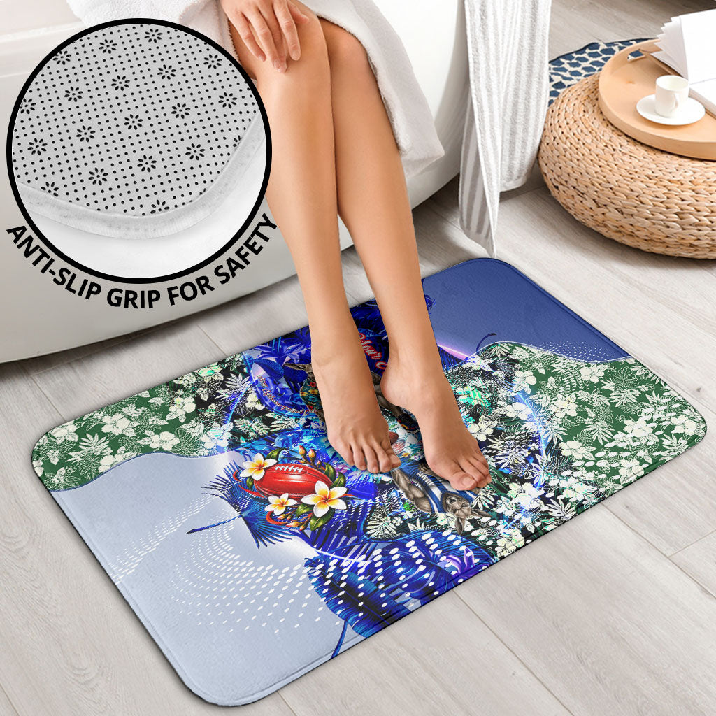 Personalized North Melbourne Football Kangaroos Bathroom Set Tropical Hibiscus Flowers - Pacific Fusion Style