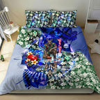 Personalized North Melbourne Football Kangaroos Bedding Set Tropical Hibiscus Flowers - Pacific Fusion Style
