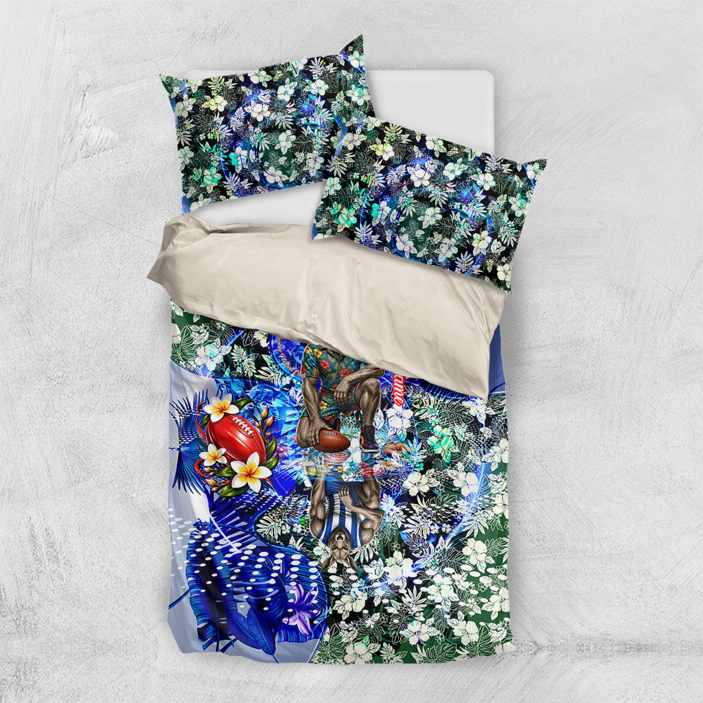 Personalized North Melbourne Football Kangaroos Bedding Set Tropical Hibiscus Flowers - Pacific Fusion Style