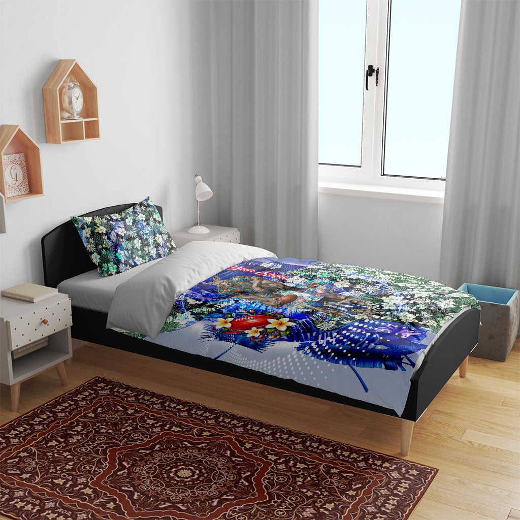 Personalized North Melbourne Football Kangaroos Bedding Set Tropical Hibiscus Flowers - Pacific Fusion Style