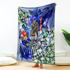 Personalized North Melbourne Football Kangaroos Blanket Tropical Hibiscus Flowers - Pacific Fusion Style