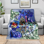 Personalized North Melbourne Football Kangaroos Blanket Tropical Hibiscus Flowers - Pacific Fusion Style