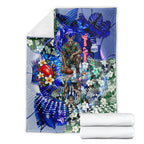 Personalized North Melbourne Football Kangaroos Blanket Tropical Hibiscus Flowers - Pacific Fusion Style