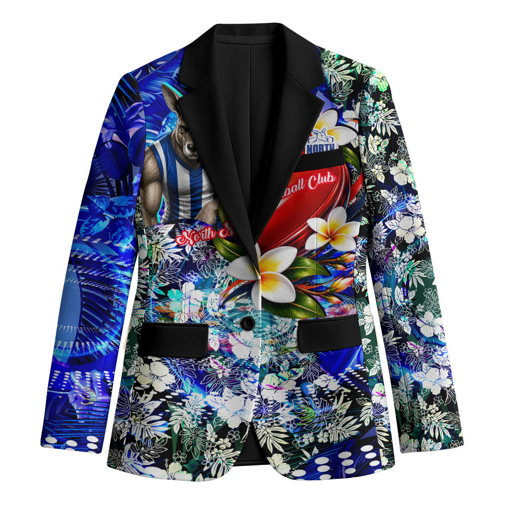Personalized North Melbourne Football Kangaroos Blazer Tropical Hibiscus Flowers - Pacific Fusion Style