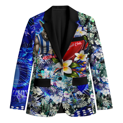 Personalized North Melbourne Football Kangaroos Blazer Tropical Hibiscus Flowers - Pacific Fusion Style