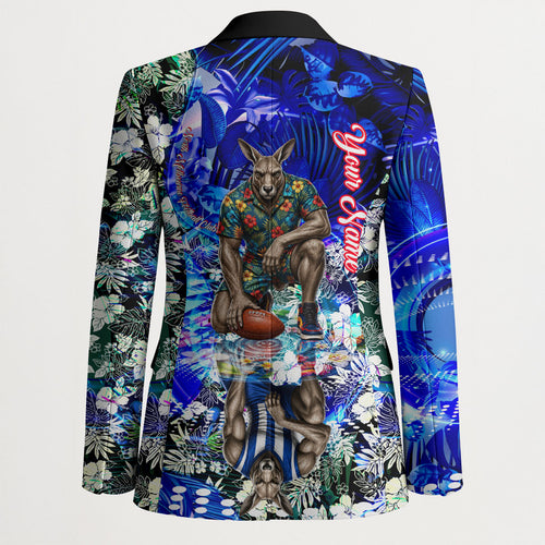 Personalized North Melbourne Football Kangaroos Blazer Tropical Hibiscus Flowers - Pacific Fusion Style