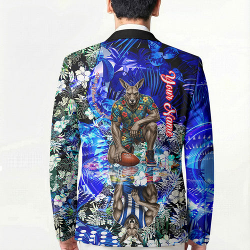 Personalized North Melbourne Football Kangaroos Blazer Tropical Hibiscus Flowers - Pacific Fusion Style