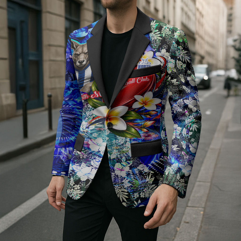Personalized North Melbourne Football Kangaroos Blazer Tropical Hibiscus Flowers - Pacific Fusion Style