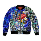 Personalized North Melbourne Football Kangaroos Bomber Jacket Tropical Hibiscus Flowers - Pacific Fusion Style