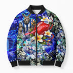 Personalized North Melbourne Football Kangaroos Bomber Puffer Jacket Tropical Hibiscus Flowers - Pacific Fusion Style