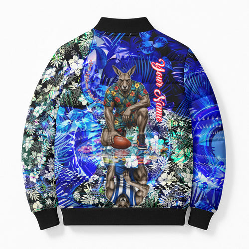 Personalized North Melbourne Football Kangaroos Bomber Puffer Jacket Tropical Hibiscus Flowers - Pacific Fusion Style