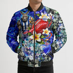 Personalized North Melbourne Football Kangaroos Bomber Puffer Jacket Tropical Hibiscus Flowers - Pacific Fusion Style