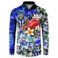 Personalized North Melbourne Football Kangaroos Button Sweatshirt Tropical Hibiscus Flowers - Pacific Fusion Style