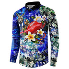 Personalized North Melbourne Football Kangaroos Button Sweatshirt Tropical Hibiscus Flowers - Pacific Fusion Style