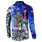 Personalized North Melbourne Football Kangaroos Button Sweatshirt Tropical Hibiscus Flowers - Pacific Fusion Style