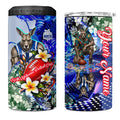 Personalized North Melbourne Football Kangaroos 4 in 1 Can Cooler Tumbler Tropical Hibiscus Flowers - Pacific Fusion Style