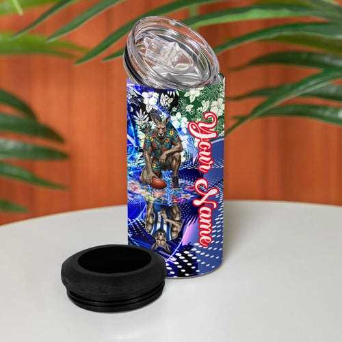 Personalized North Melbourne Football Kangaroos 4 in 1 Can Cooler Tumbler Tropical Hibiscus Flowers - Pacific Fusion Style