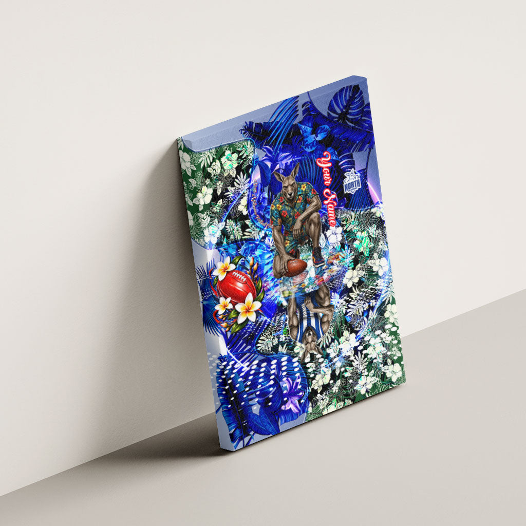 Personalized North Melbourne Football Kangaroos Canvas Wall Art Tropical Hibiscus Flowers - Pacific Fusion Style