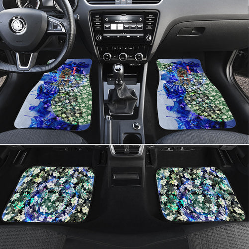 Personalized North Melbourne Football Kangaroos Car Mats Tropical Hibiscus Flowers - Pacific Fusion Style