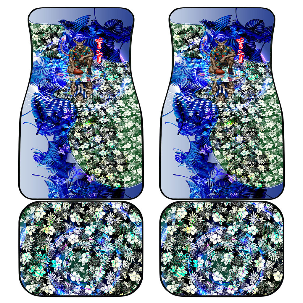 Personalized North Melbourne Football Kangaroos Car Mats Tropical Hibiscus Flowers - Pacific Fusion Style