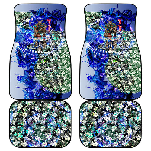 Personalized North Melbourne Football Kangaroos Car Mats Tropical Hibiscus Flowers - Pacific Fusion Style