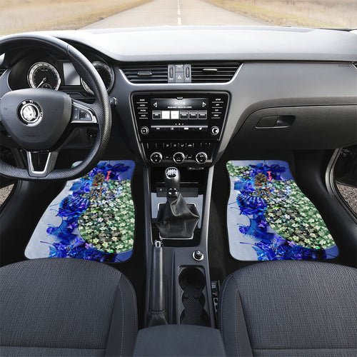 Personalized North Melbourne Football Kangaroos Car Mats Tropical Hibiscus Flowers - Pacific Fusion Style