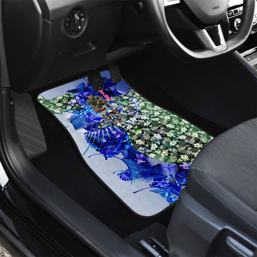 Personalized North Melbourne Football Kangaroos Car Mats Tropical Hibiscus Flowers - Pacific Fusion Style