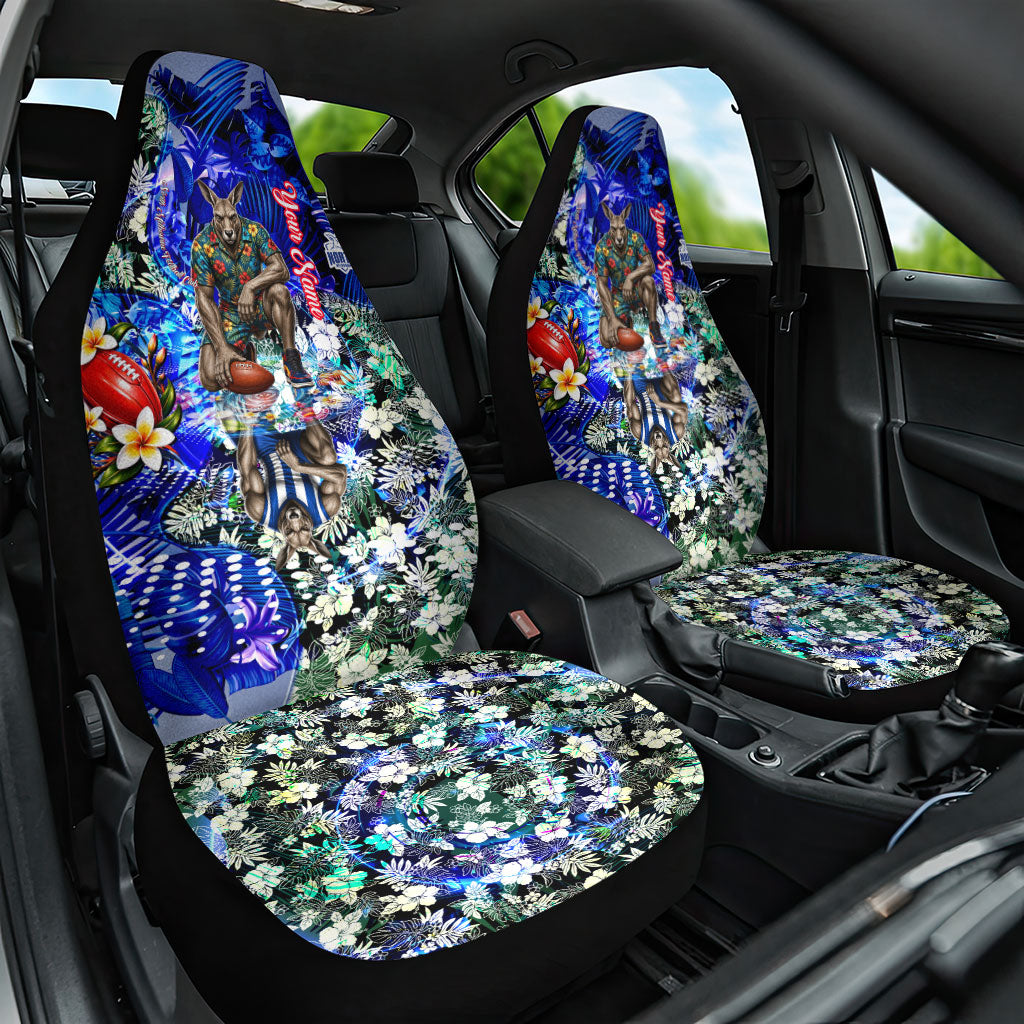 Personalized North Melbourne Football Kangaroos Car Seat Cover Tropical Hibiscus Flowers - Pacific Fusion Style