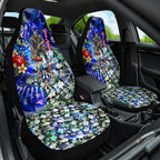 Personalized North Melbourne Football Kangaroos Car Seat Cover Tropical Hibiscus Flowers - Pacific Fusion Style