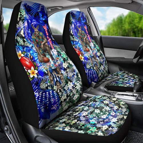 Personalized North Melbourne Football Kangaroos Car Seat Cover Tropical Hibiscus Flowers - Pacific Fusion Style