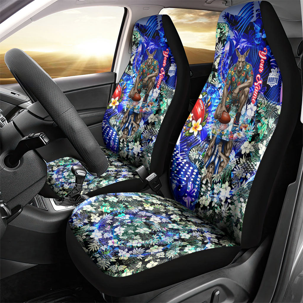 Personalized North Melbourne Football Kangaroos Car Seat Cover Tropical Hibiscus Flowers - Pacific Fusion Style