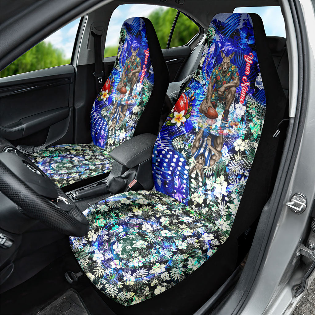Personalized North Melbourne Football Kangaroos Car Seat Cover Tropical Hibiscus Flowers - Pacific Fusion Style