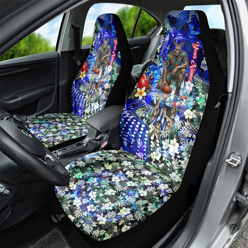 Personalized North Melbourne Football Kangaroos Car Seat Cover Tropical Hibiscus Flowers - Pacific Fusion Style